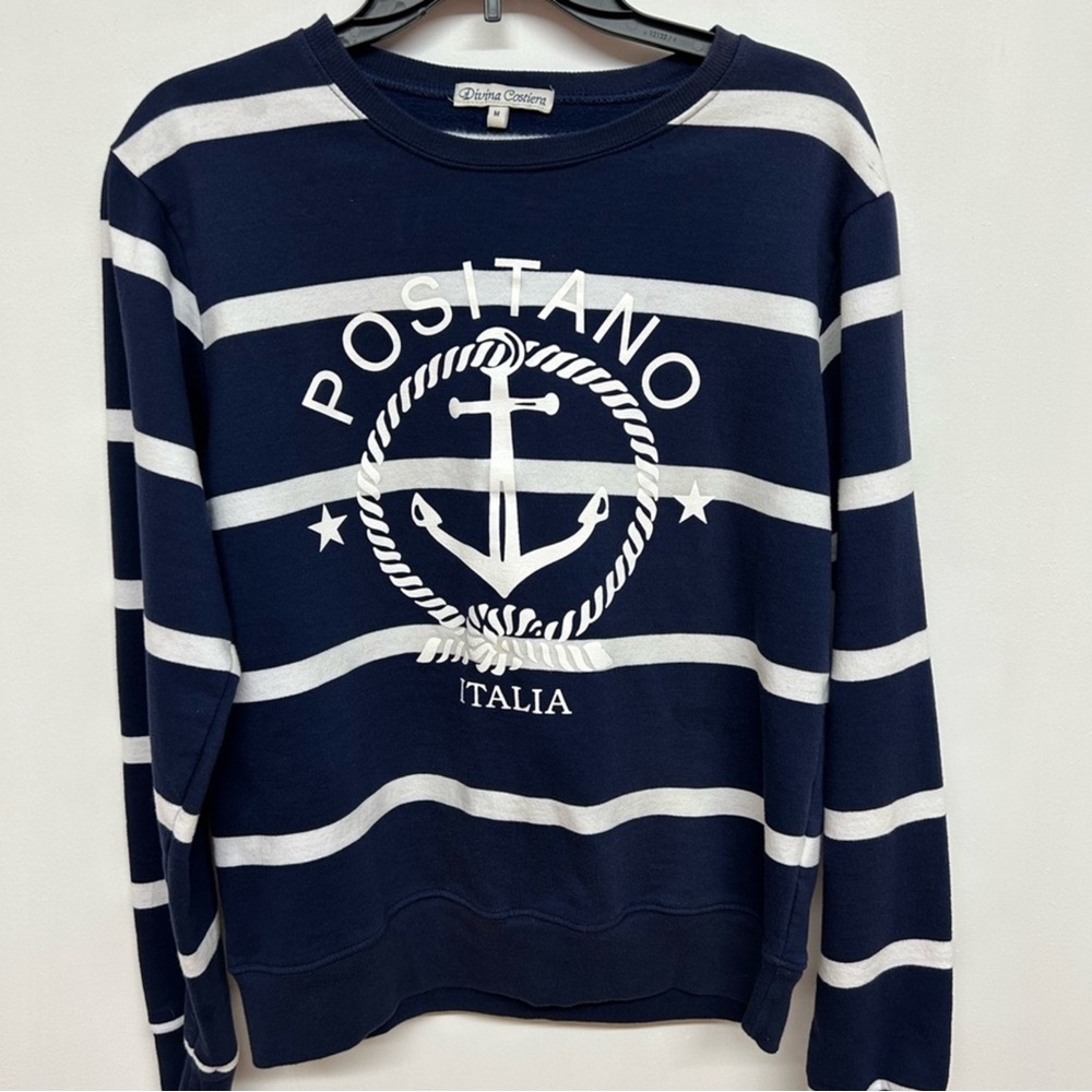 5 for $25. Navy and White Striped Anchor Sweatshirt Size Medium